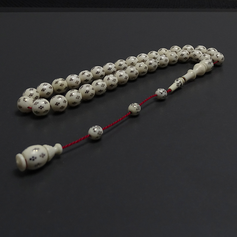  Özel Tasarım Koleksiyonluk Altın İşlemeli Doğal Materyalden Fosil Tesbih 