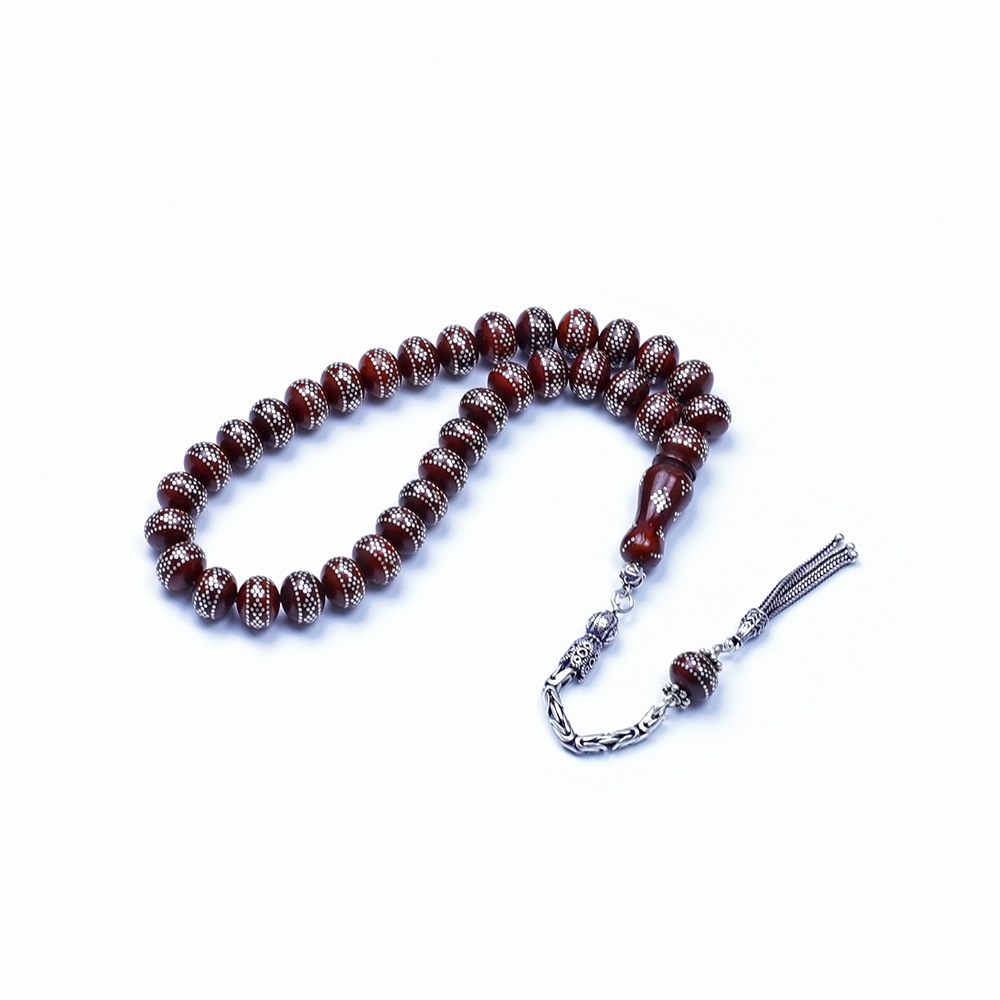 Basık Kesim Gümüş Çakımlı Kuka Tesbih 