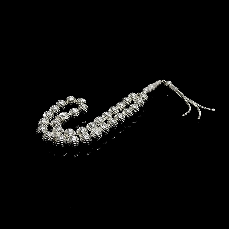 Bürokrat Boy Yuvarlak Kesim 925 Ayar Gümüş Tesbih 