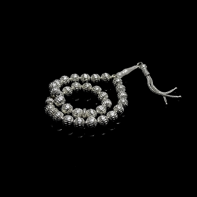 Bürokrat Boy Yuvarlak Kesim 925 Ayar Gümüş Tesbih 