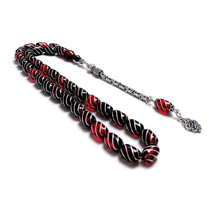 Çeşmi-Bülbül İşlemeli Sıkma Kehribarı Tesbih 