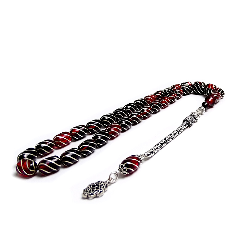 Çeşmi-Bülbül İşlemeli Sıkma Kehribarı Tesbih 