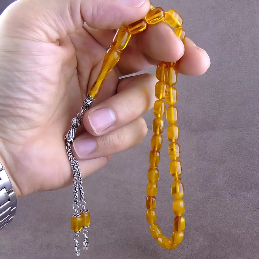 Eskitme Model Damarlı Sıkma Kehribar Tesbih