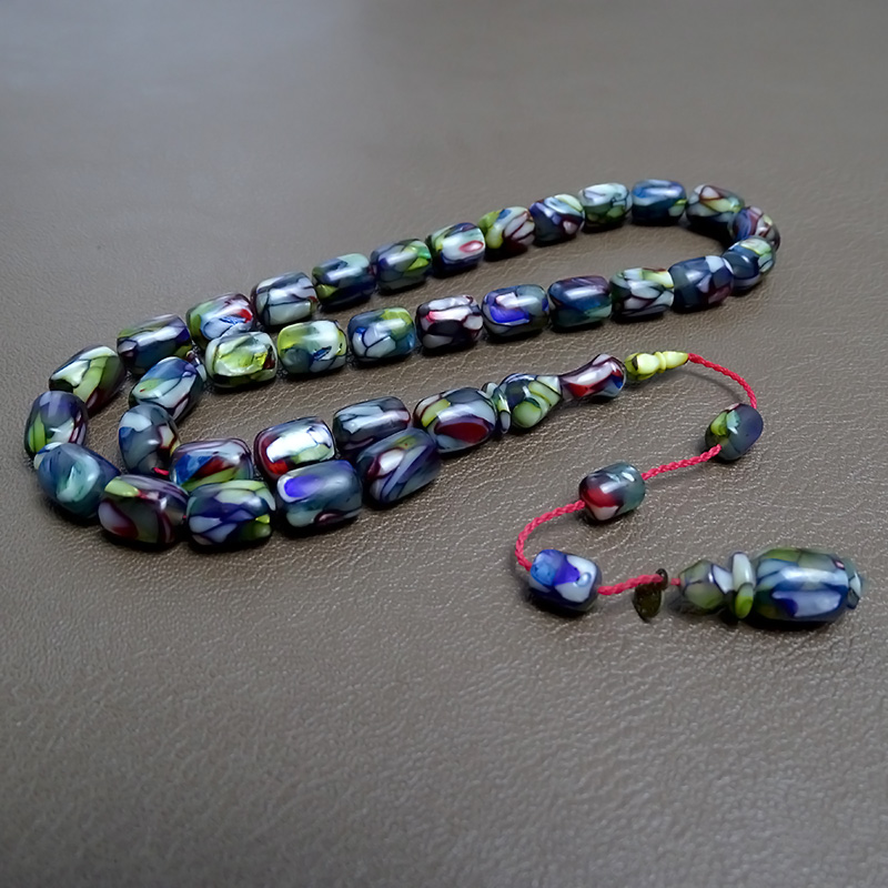 Fransız Galalit Tesbih Yeni Trend Multicolor Tasarım 8x11mm