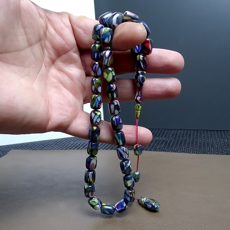 Fransız Galalit Tesbih Yeni Trend Multicolor Tasarım 8x11mm