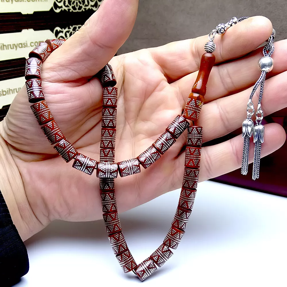 Gümüş İşlemeli Kesme Model Kuka Tesbih
