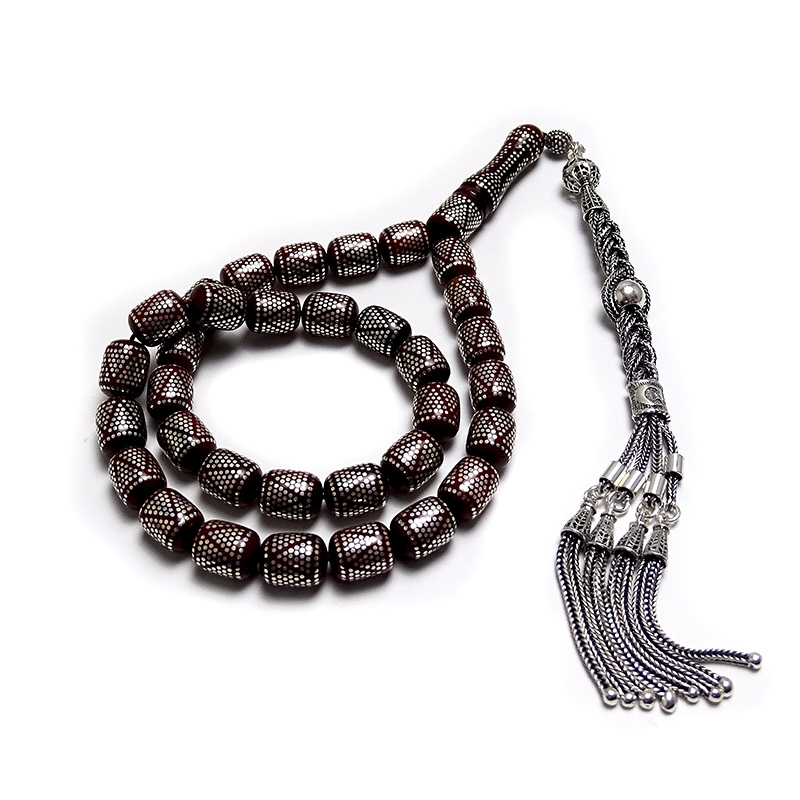 Gümüş İşlemeli Piramit Model Kuka Tesbih 