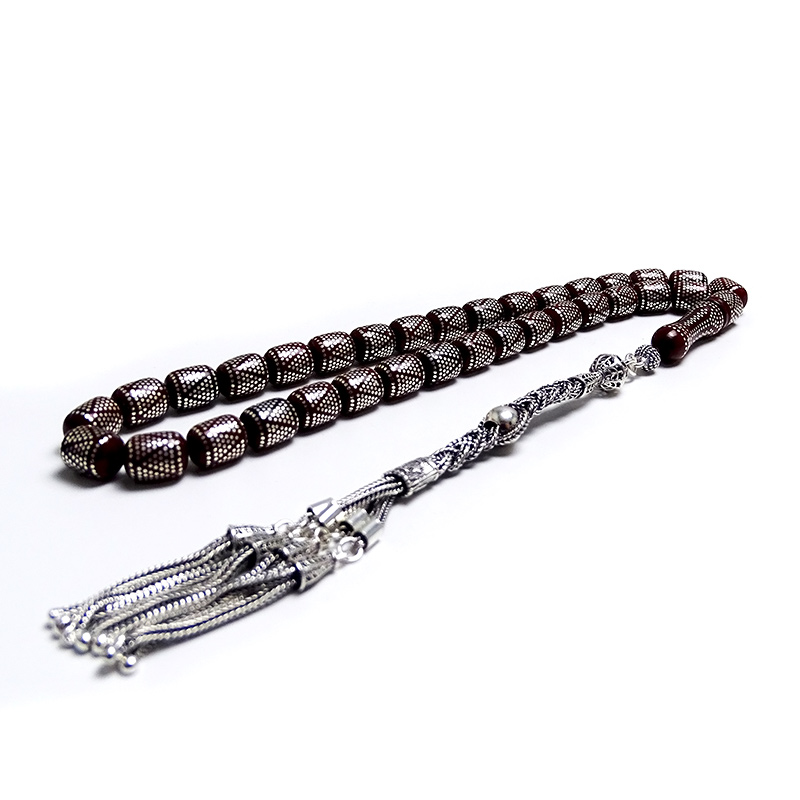 Gümüş İşlemeli Piramit Model Kuka Tesbih 