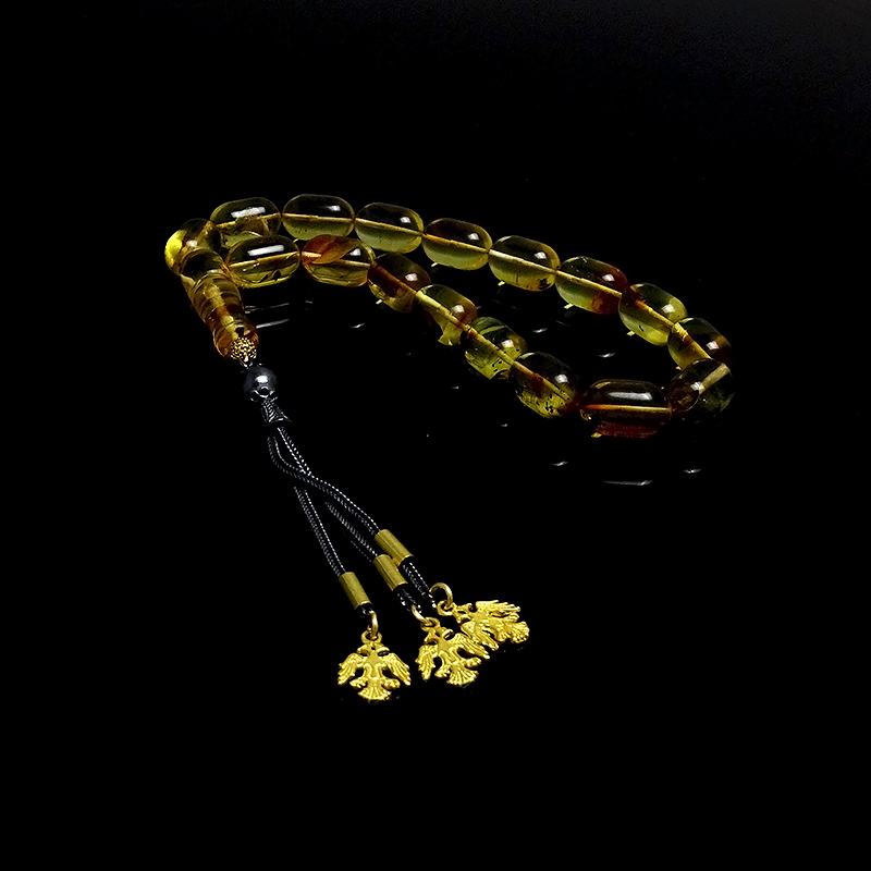 Gümüş Tasarımlı Efe Model Damla Kehribarı Tesbih 