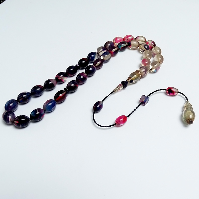 Hareli Renk Süzmesi Sistemli Ateş Kehribarı Tesbih 