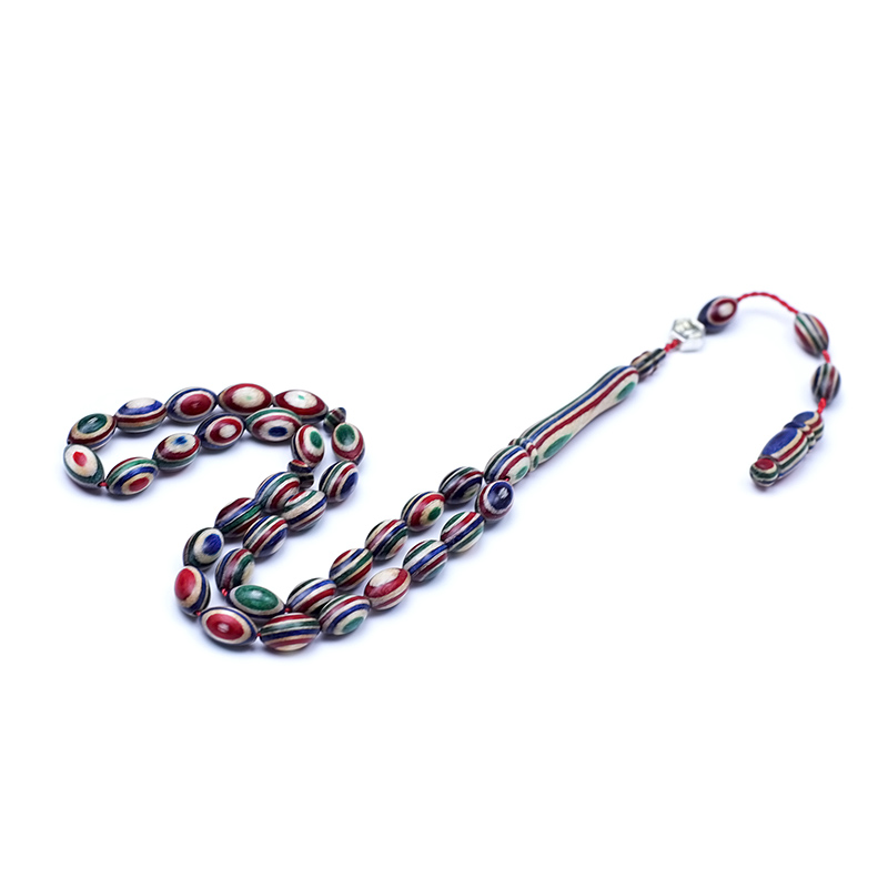 Karma Renk Arpa Kesim Küçük Boy Kafur Ağacı Tesbih 6x10mm