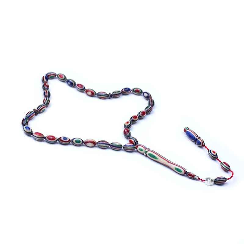 Karma Renk Arpa Kesim Küçük Boy Kafur Ağacı Tesbih 6x10mm