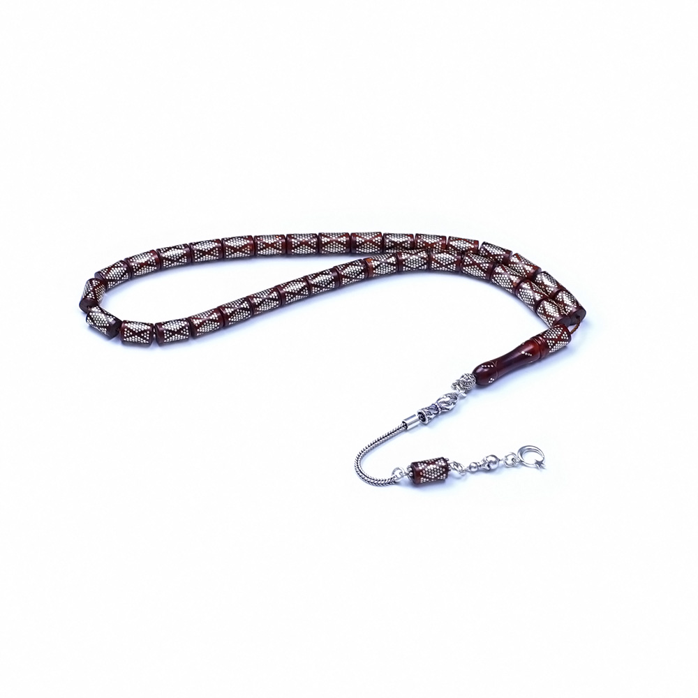 Kesme Model Gümüş Çakımlı Kuka Tesbih 6x10 mm
