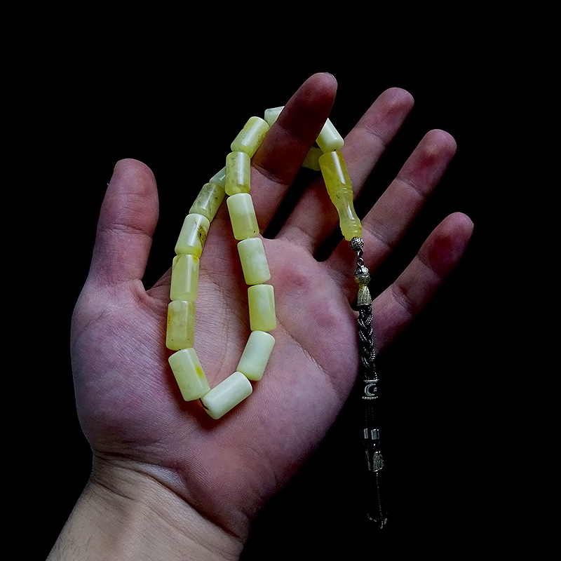 Kesme Model Gümüş Tasarımlı Efe Model Damla Kehribarı Tesbih