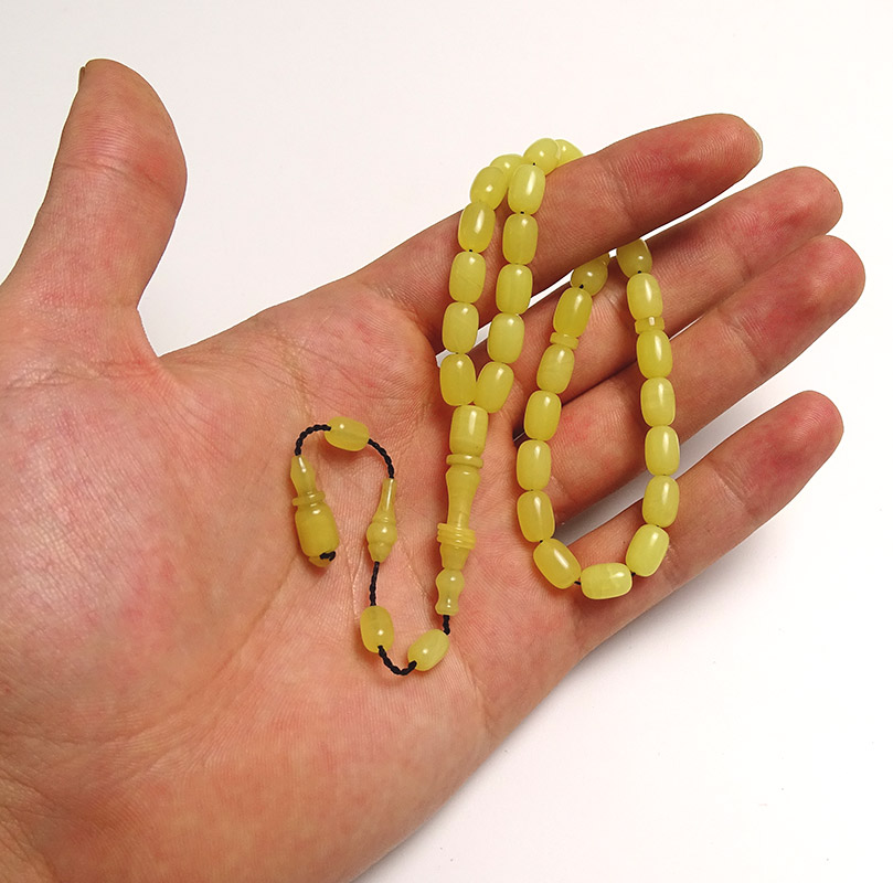 Mat Sarı  Renk Kehribar Tesbih