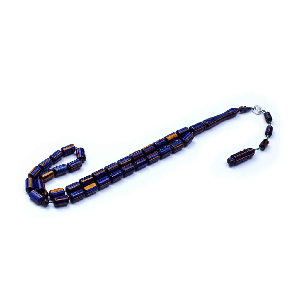 Mavi Renkli Kapsul Kesim Kafur Ağacı Tesbih 6x10mm