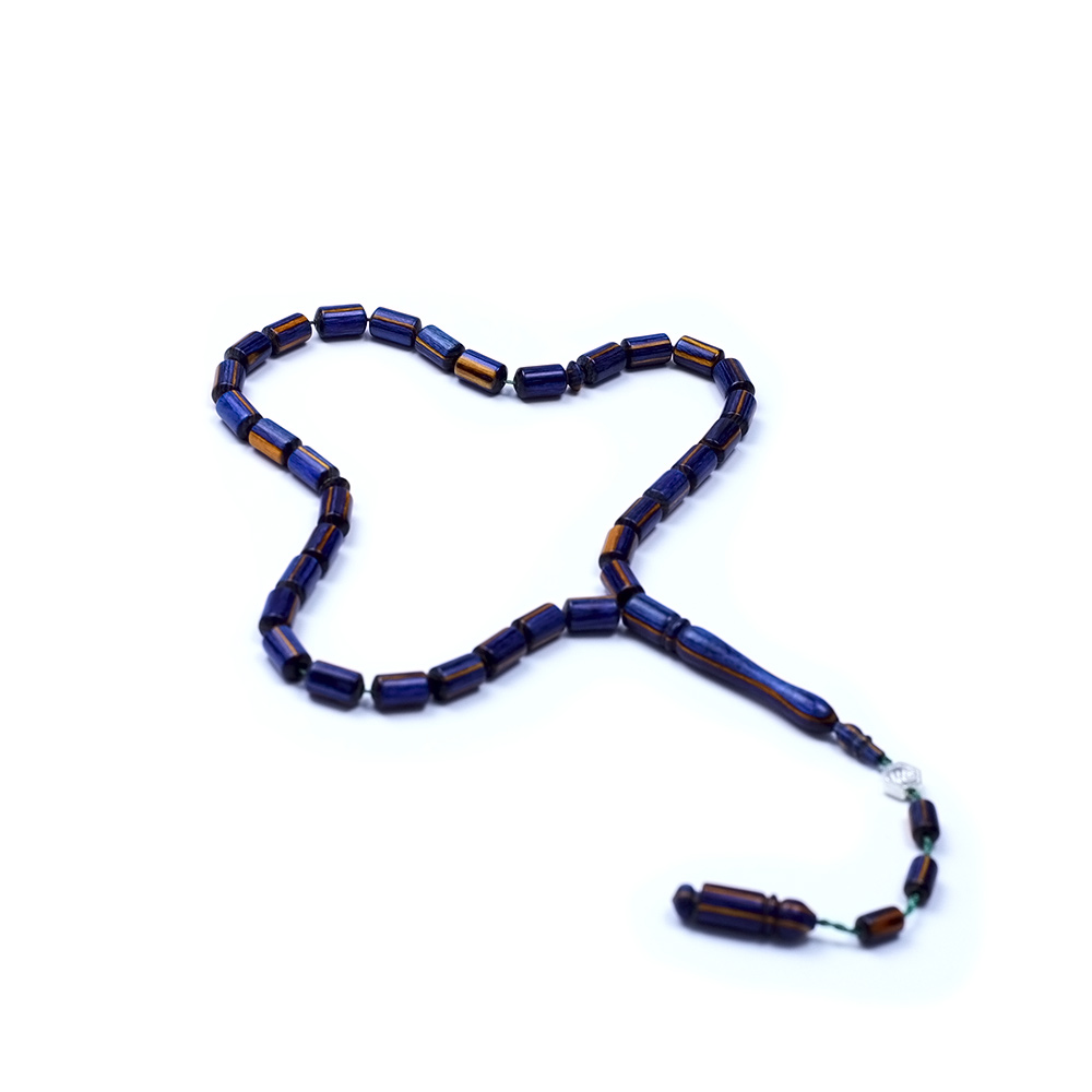 Mavi Renkli Kapsul Kesim Kafur Ağacı Tesbih 6x10mm