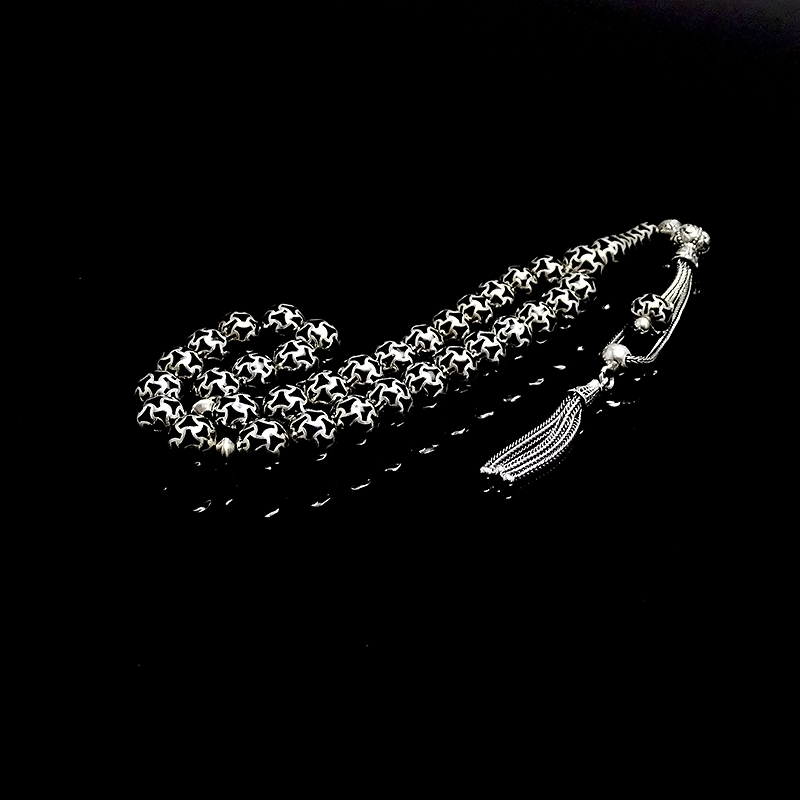 Misket Kesim 925  Ayar Gümüş Kafes Tesbih 