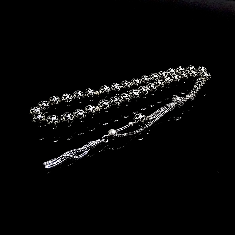 Misket Kesim 925  Ayar Gümüş Kafes Tesbih 