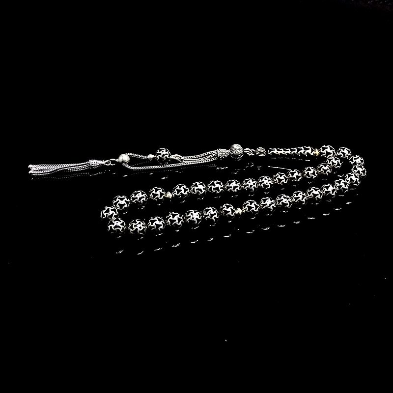 Misket Kesim 925  Ayar Gümüş Kafes Tesbih 