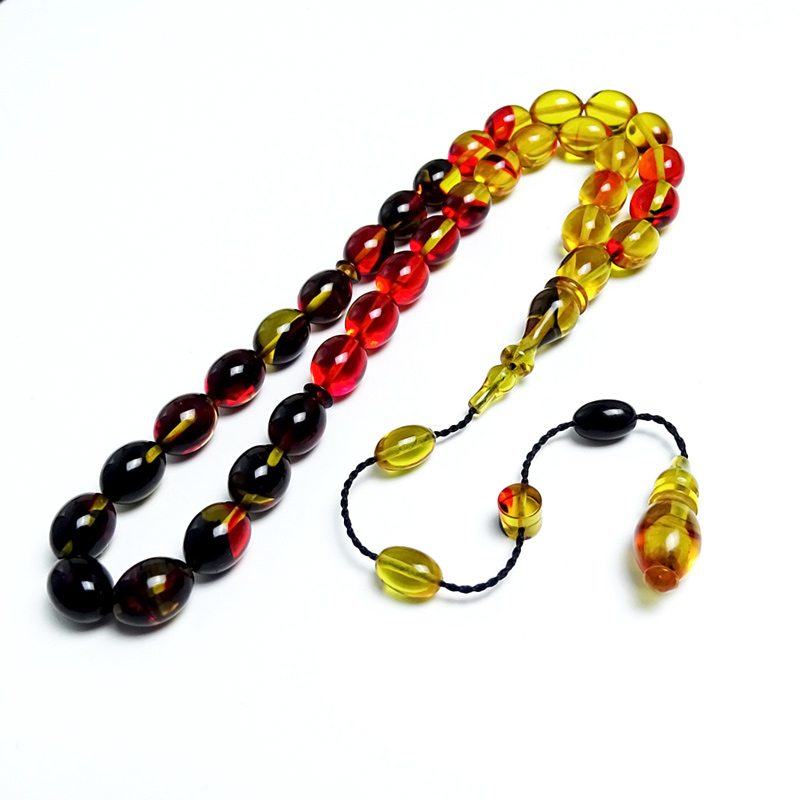  Renk Süzmesi Ateş Kehribarı Tesbih