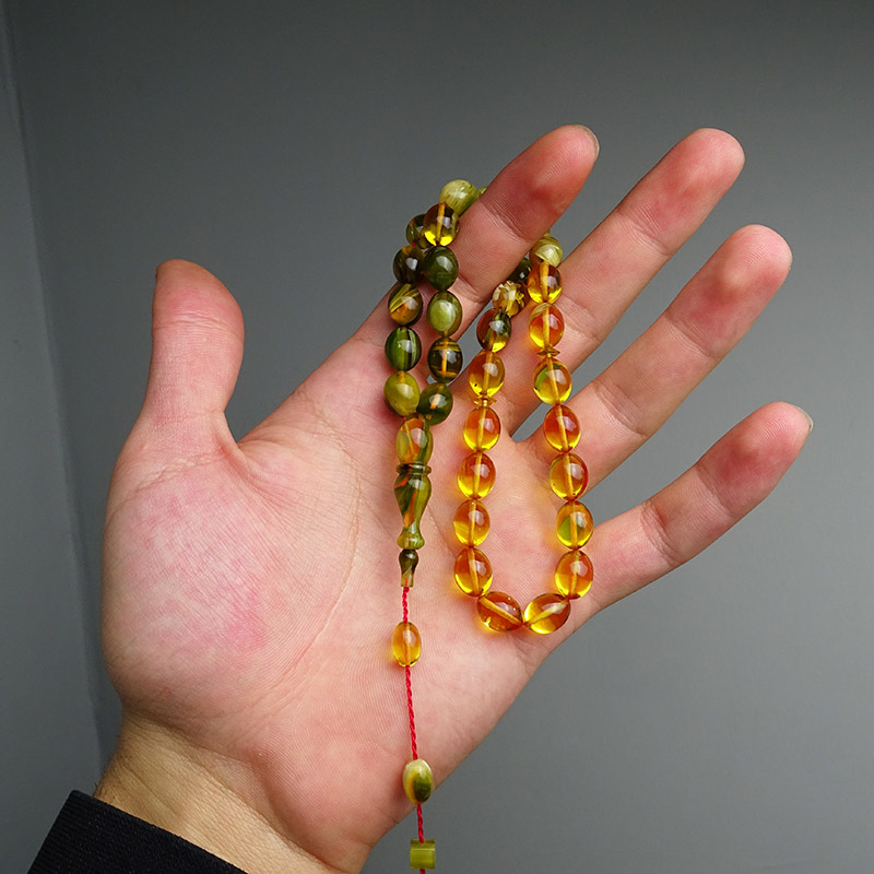 Renk Süzmesi Bol Hareli Ateş Kehribarı Tesbih