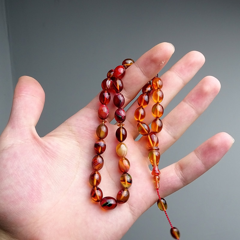 Renk Süzmesi Sistemli Ateş Kehribarı Tesbih