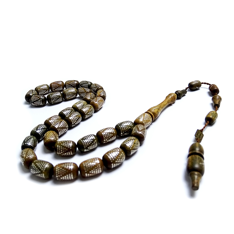 Usta İşi Gümüş Nokta İşlemeli Peselenk Ağacı Tesbih 