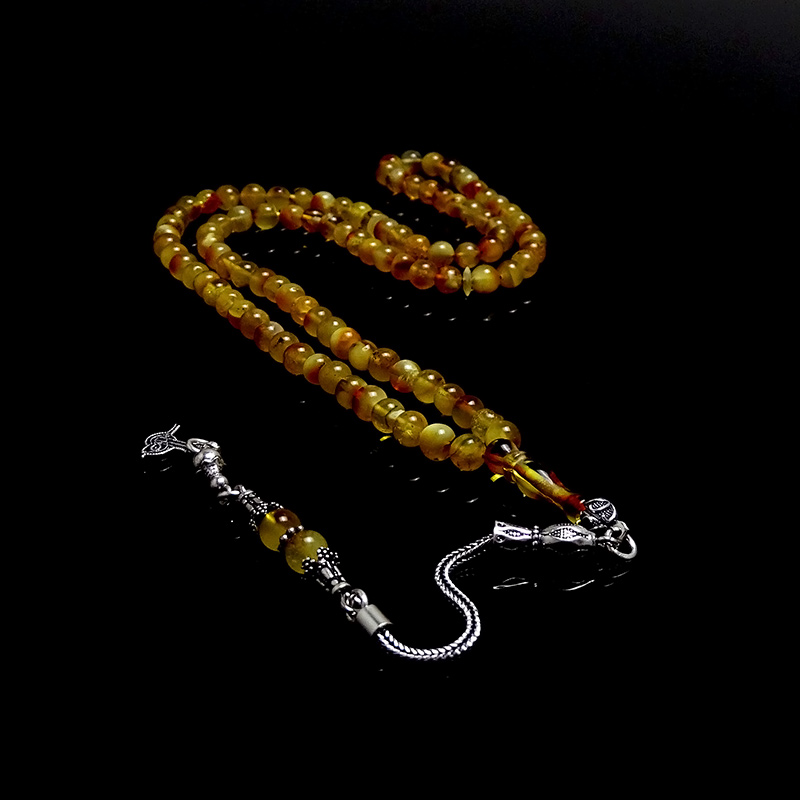 Yuvarlak Model Damla Kehribarı Namaz Tesbihi 