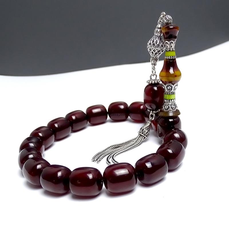 Burgundy Maskot Amber Prayer Beads