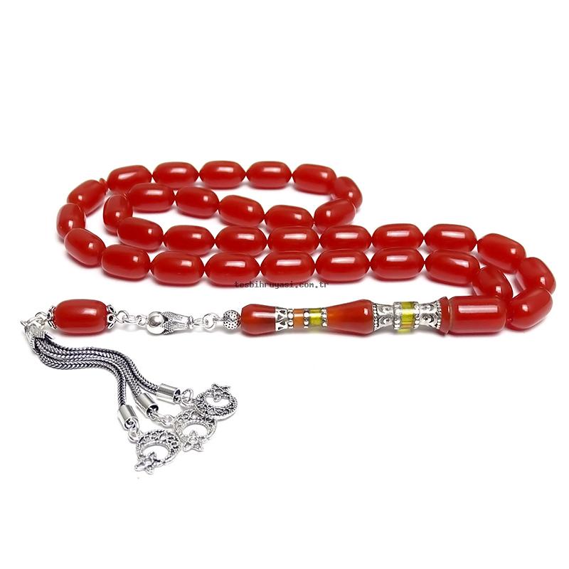 Silver Nakkaş İmameli Amber Prayer Beads