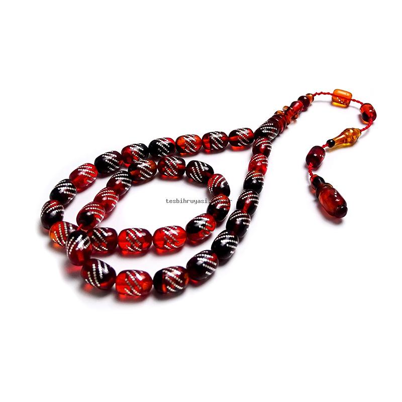 Silver Çakımlı Orange Black Color Amber Prayer Beads 4,166.67 TL KDV