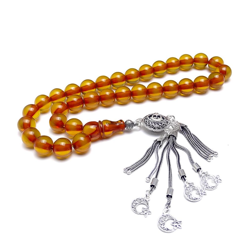 Silver Banner Tasselled Oxidized Pressed Amber Prayer Beads 2,095.09 TL KDV