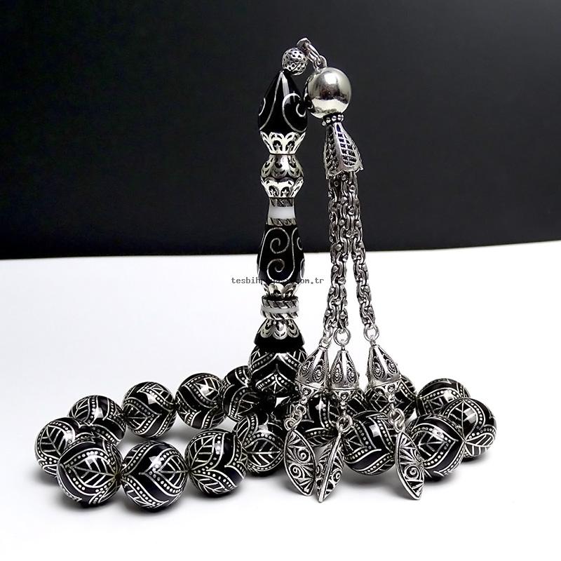 Silver Nakkaş Erzurum Oltu Stone Prayer Beads