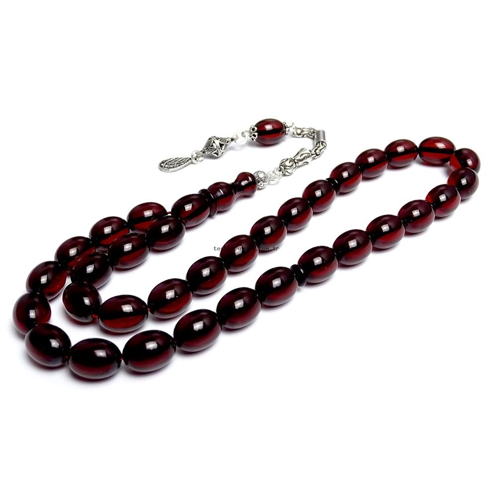 Burgundy Color Amber Prayer Beads