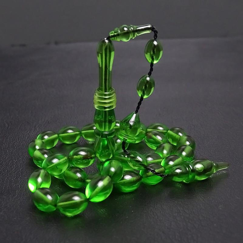 Green Fire Amber Prayer Beads