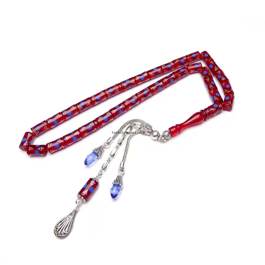 Silver Engraved Amber Prayer Beads