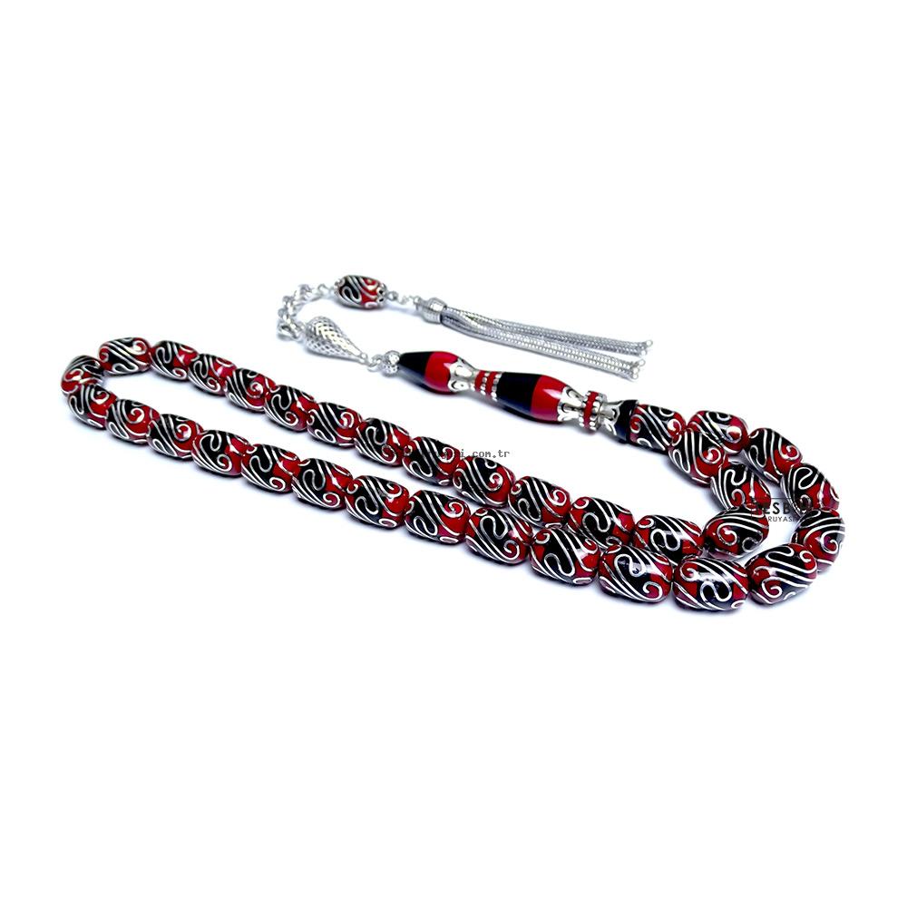 Silver Nakkaş & Art Dolu Galalith Engraved Oltu Stone Prayer Beads 18,141.14 TL KDV