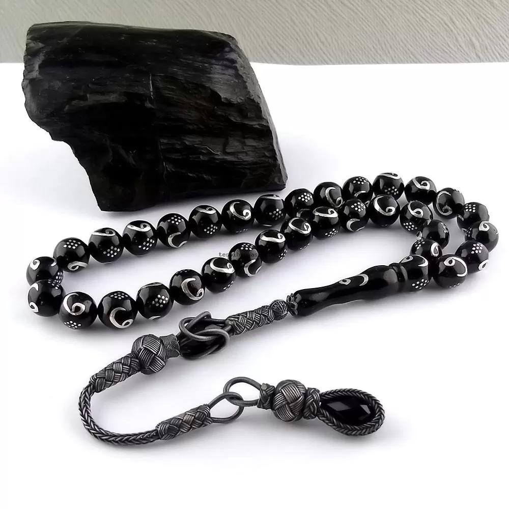 Vav Engraved Oltu Stone Prayer Beads