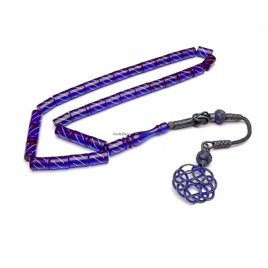 Silver Engraved Amber Prayer Beads