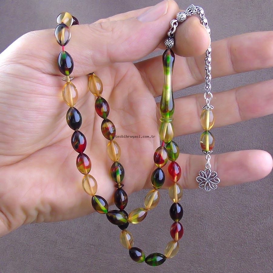 Pressed Amber Prayer Beads